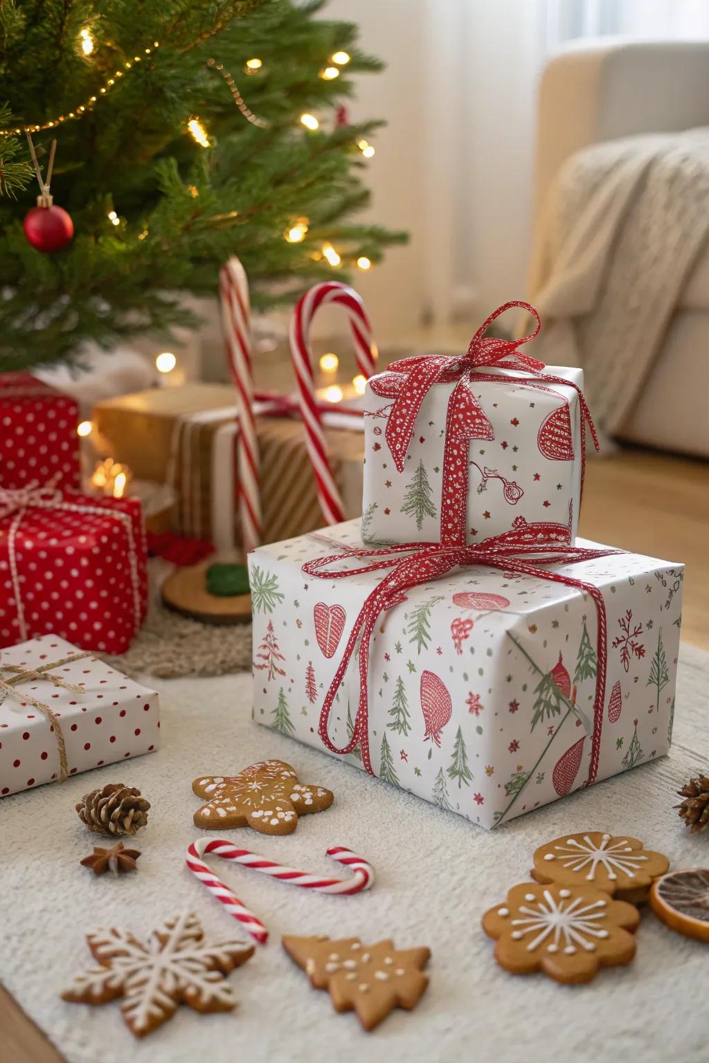 Gifts adorned with edible embellishments for a sweet detail.