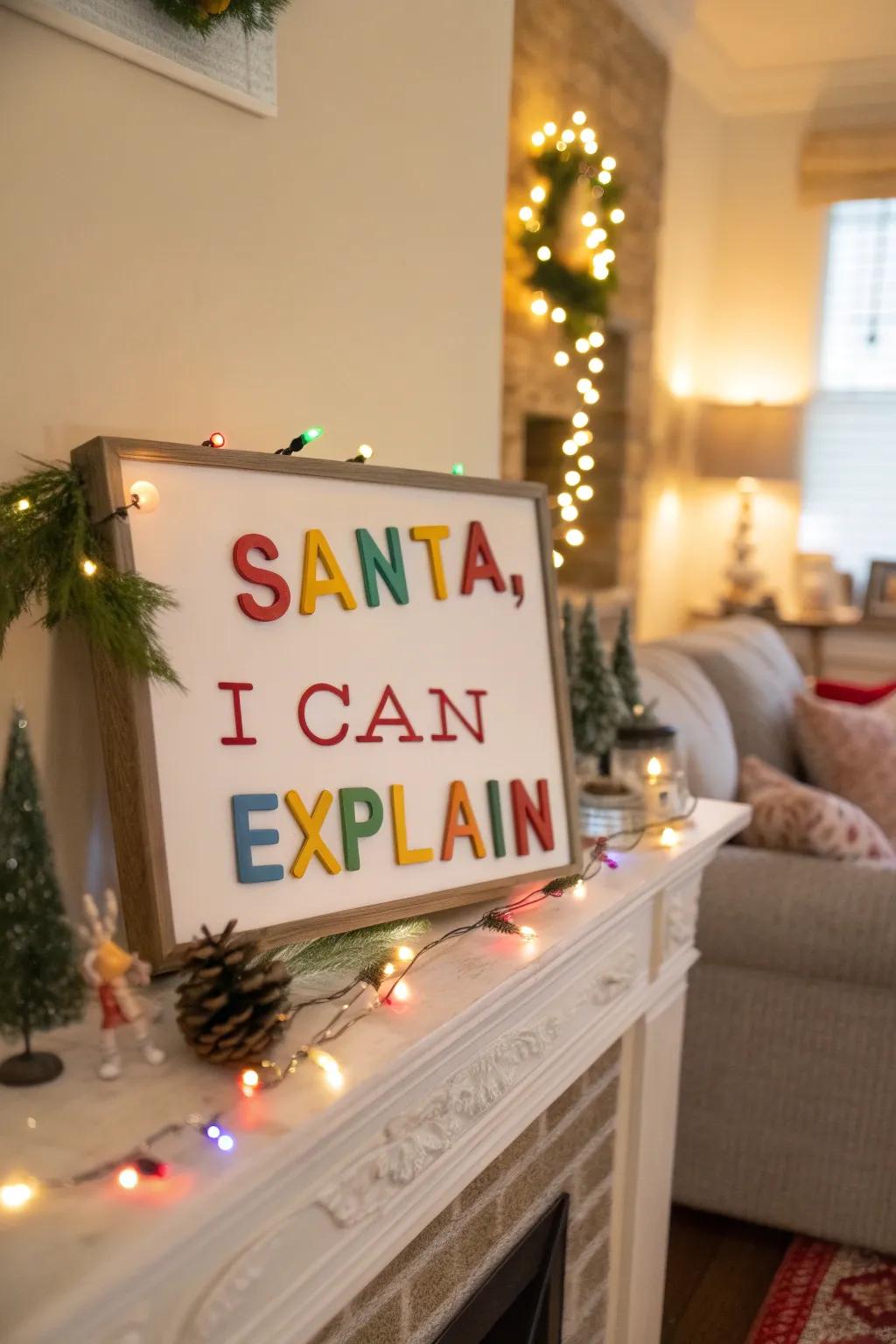 Introduce humor to your decor with a whimsical phrase placard.