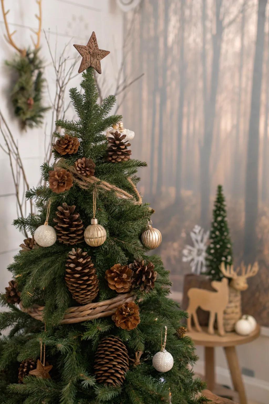 Conifers impart a natural, earthy feel to the tree.