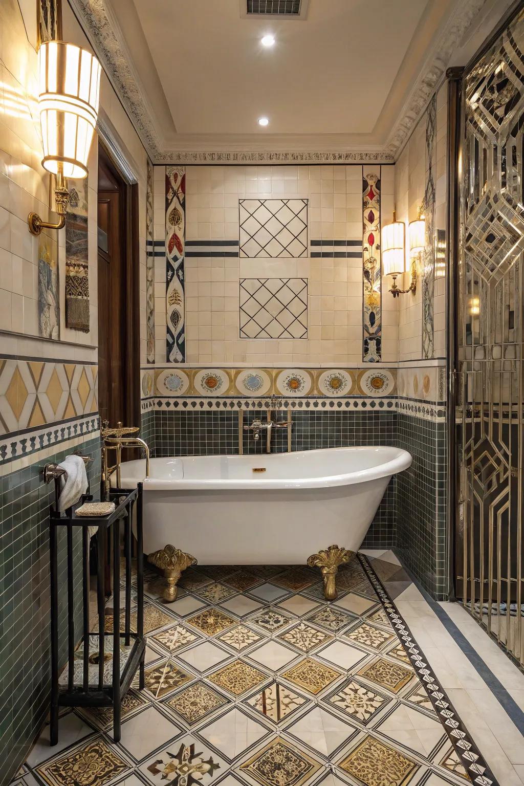 A bathroom that captures the opulence and style of the Stylish Era.