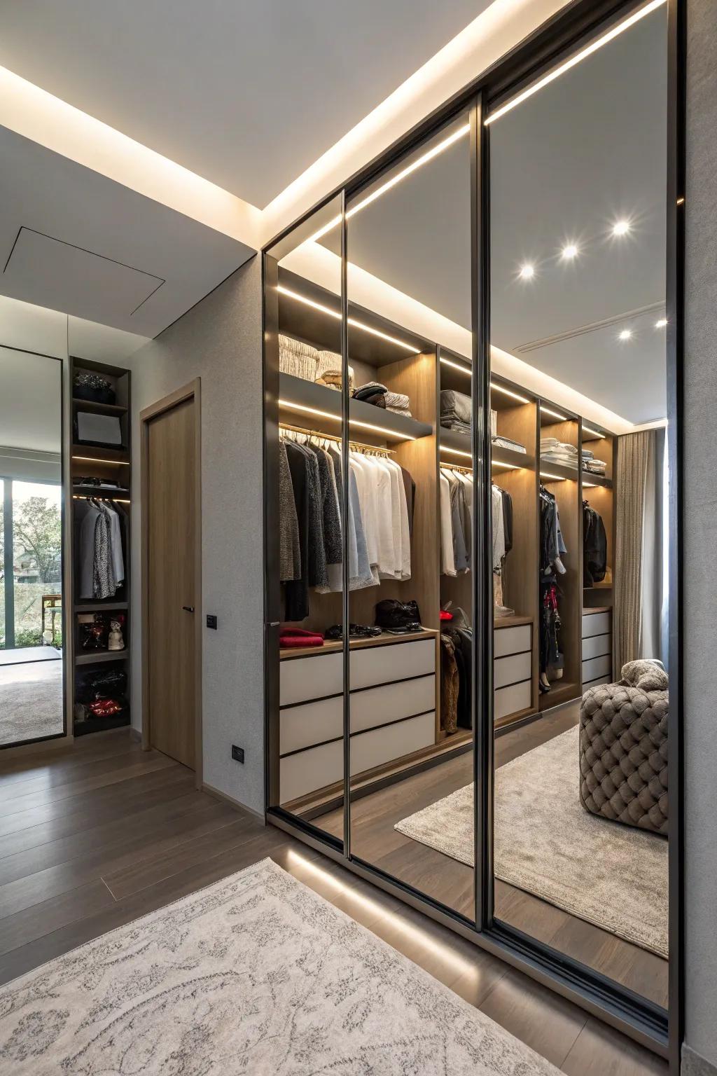 Mirrors reflect light to enhance brightness and make your closet feel more spacious.