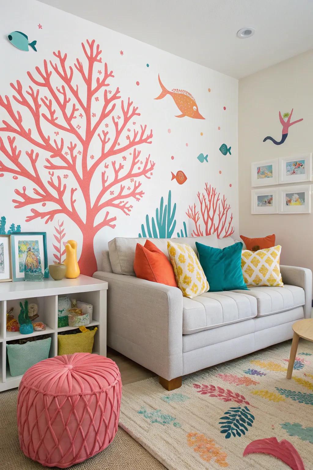 Coral reef includes a vibrant, tropical touch.