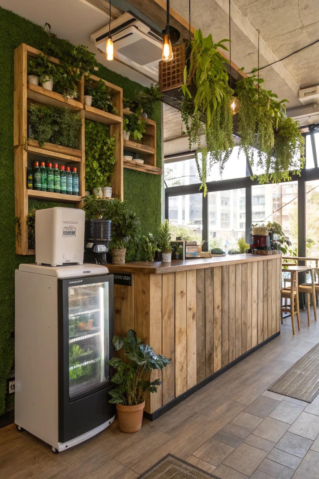 An environmentally conscious coffee bar for the conscientious homeowner.