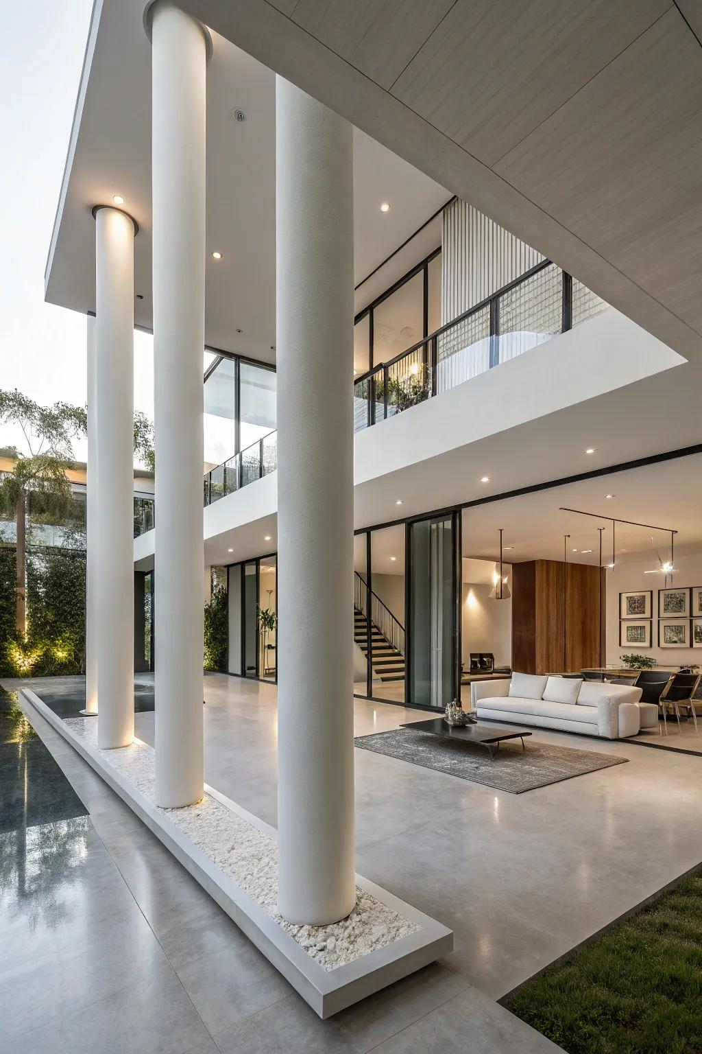 Levitating columns adding a touch of modern magic to a contemporary space.