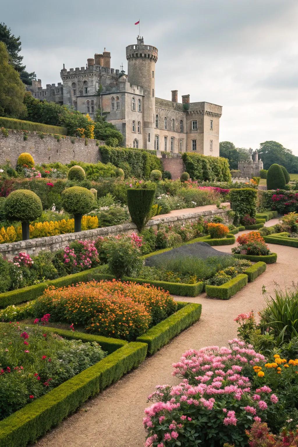 Nature's beauty in a fortress's embrace.
