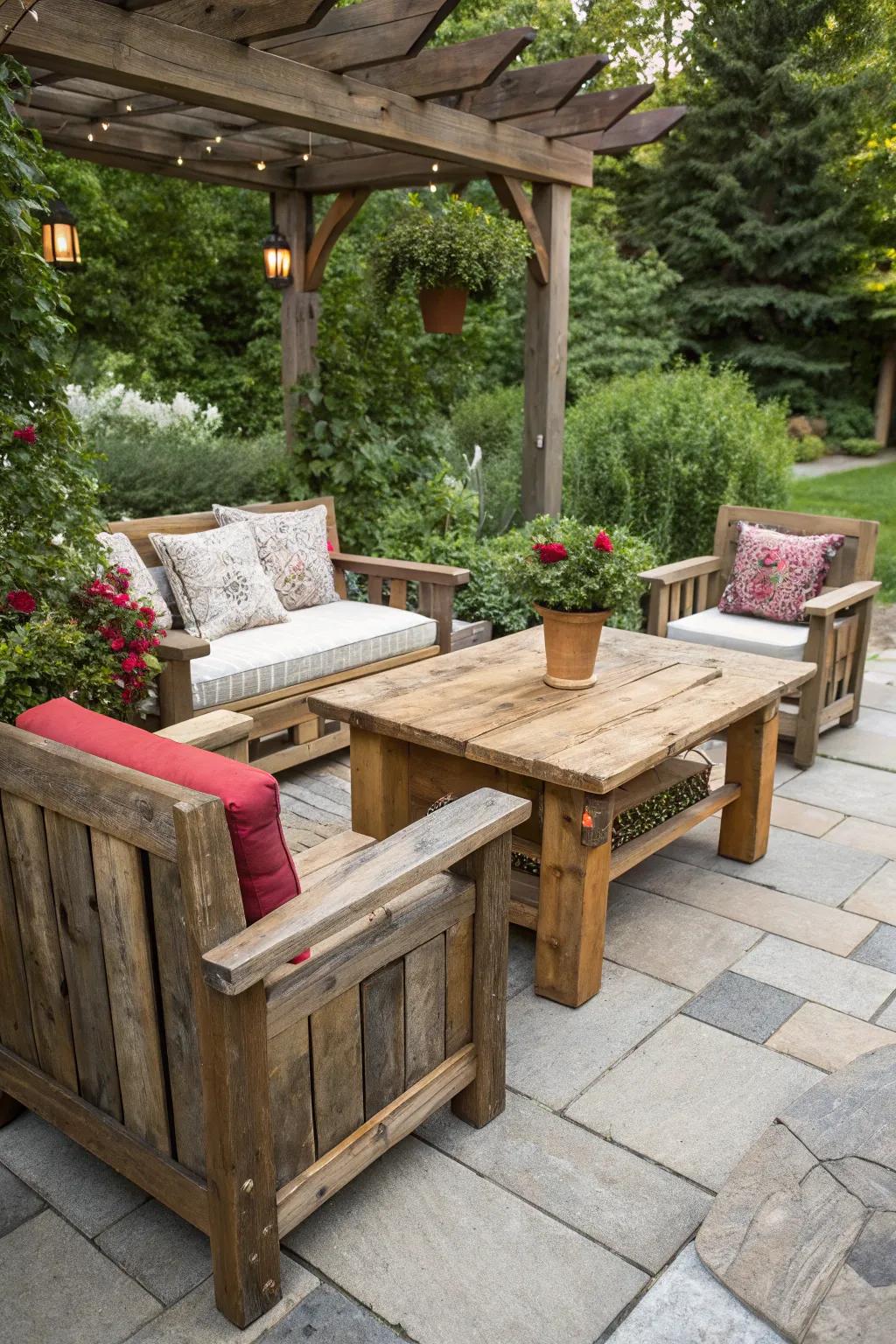 Repurposed timber adds authenticity and warmth.
