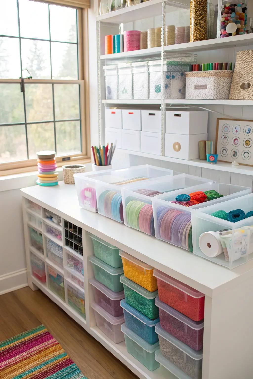 See-through storage enables you to maintain organization and visibility.