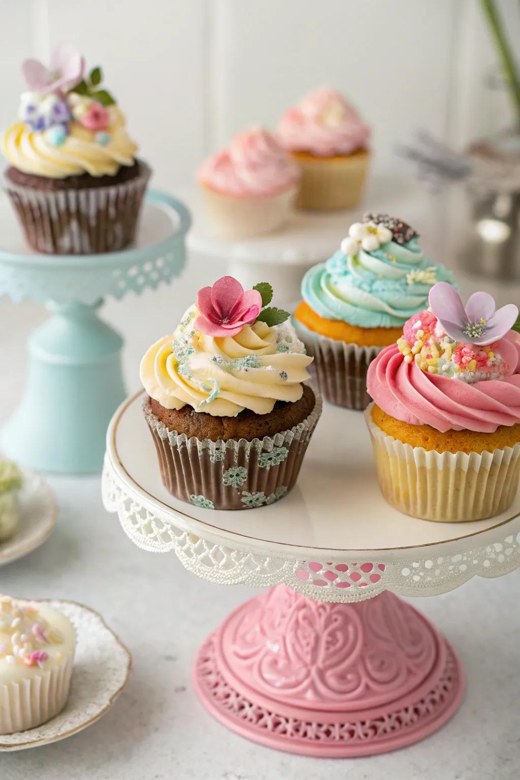 Individual-serving stands offer a personalized touch to each guest.