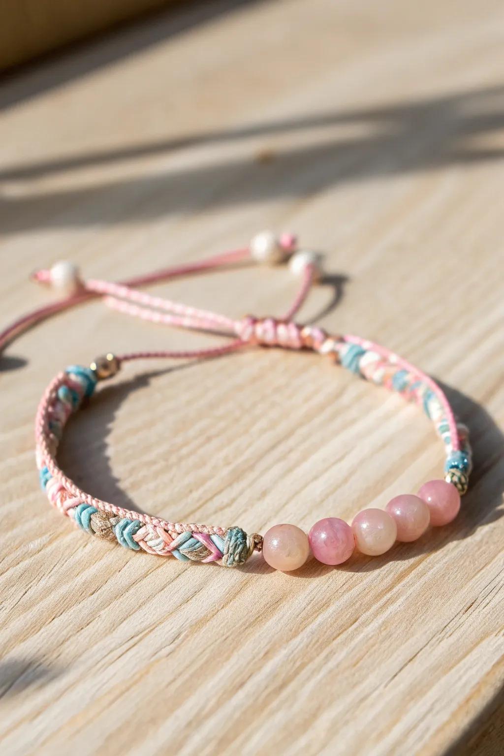 Discover the beauty of bead & thread fusion&mdash;a perfect blend of simplicity and texture for your wrist.