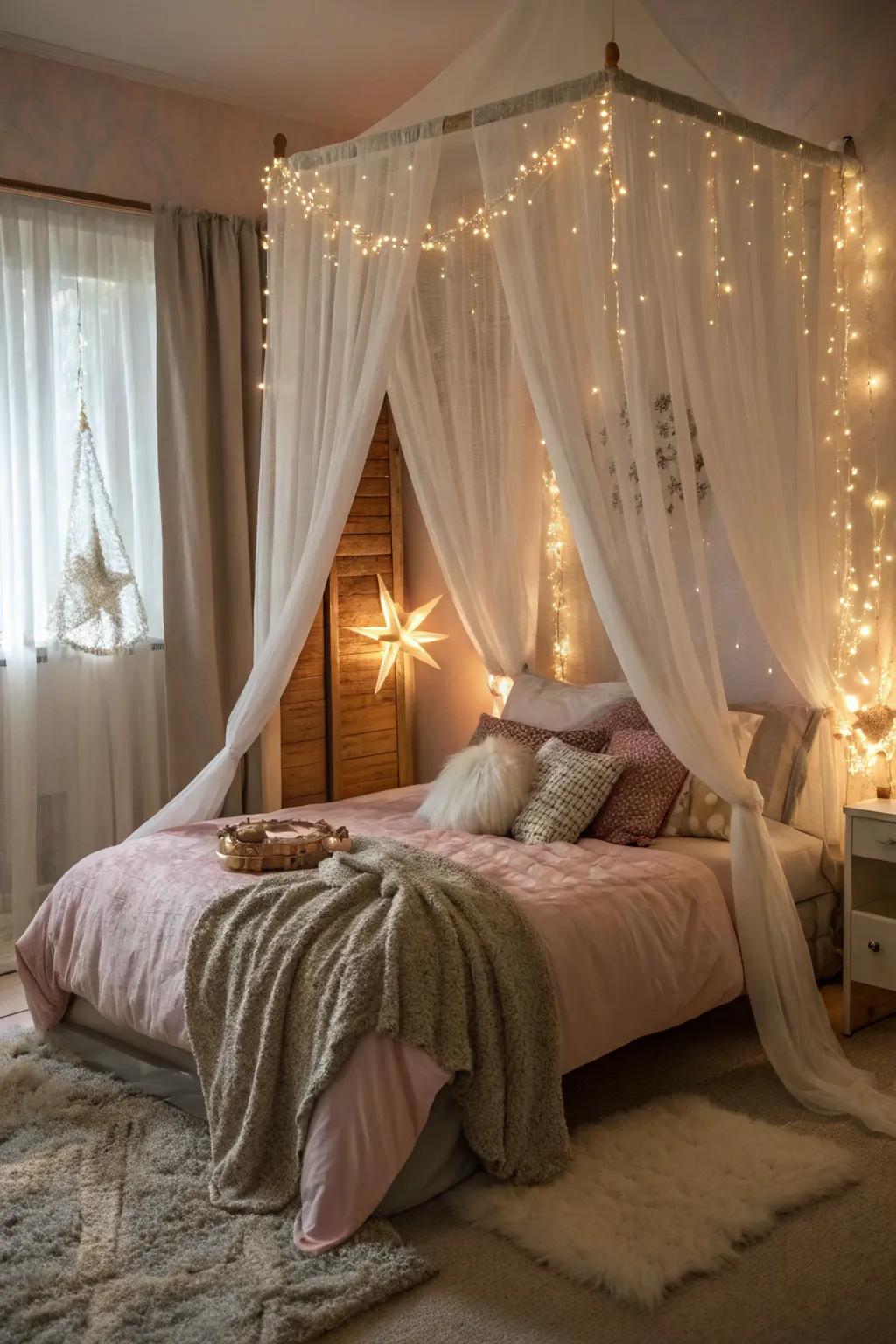 Draped beds add magic and privacy to the room.