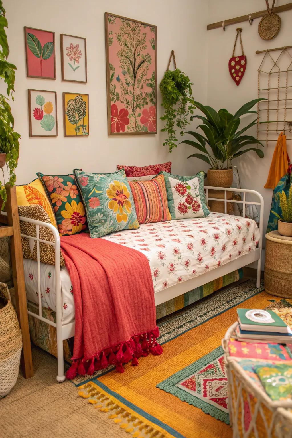 Daybed showcasing vibrant colors and a strong statement