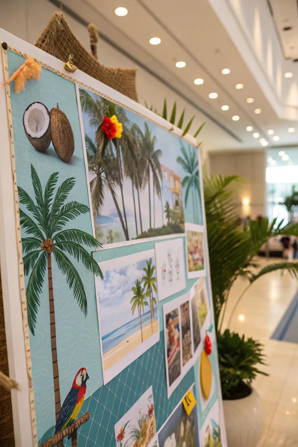 Island Getaway bulletin board radiating an island vibe.