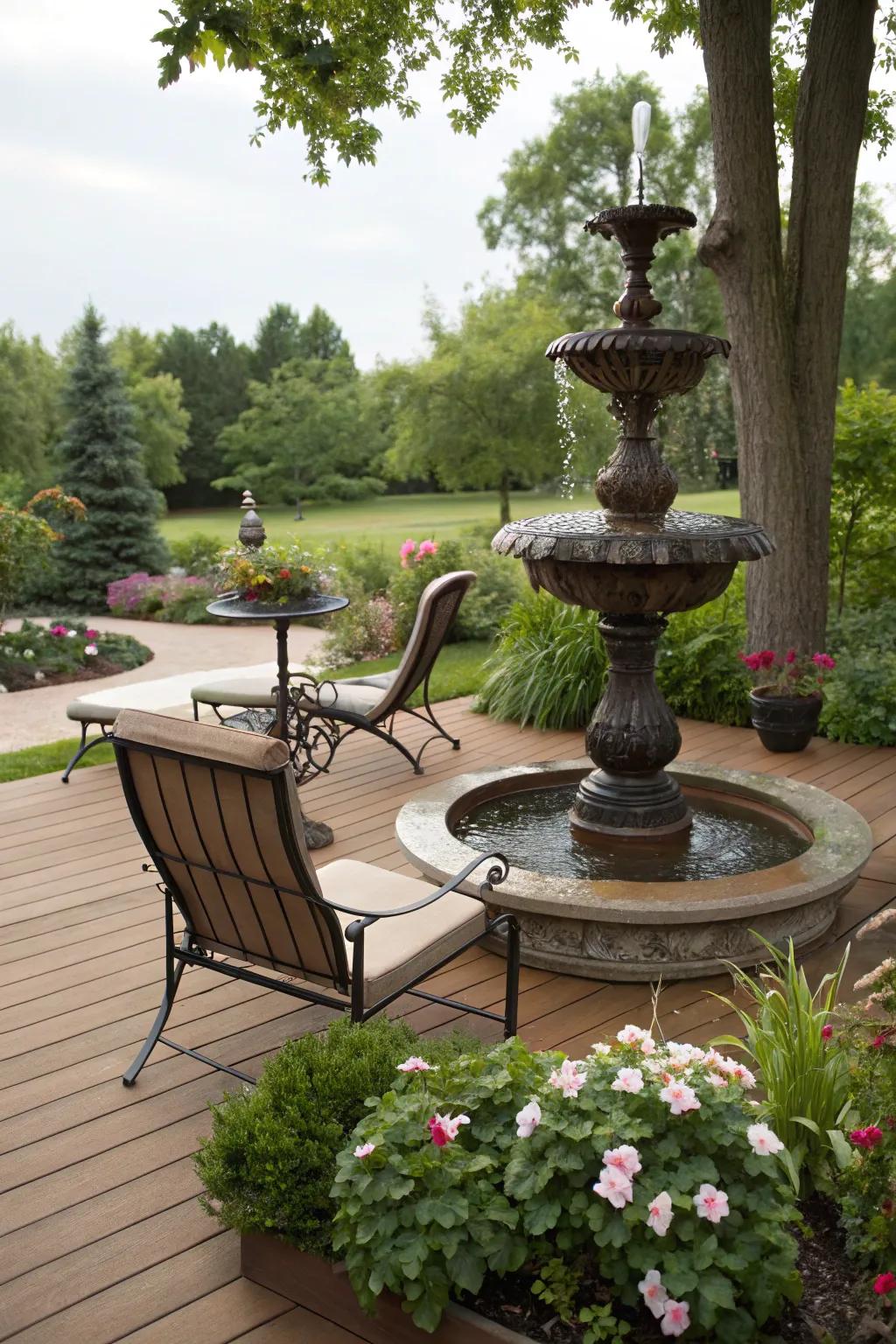 Enhance tranquility with a calming water feature.