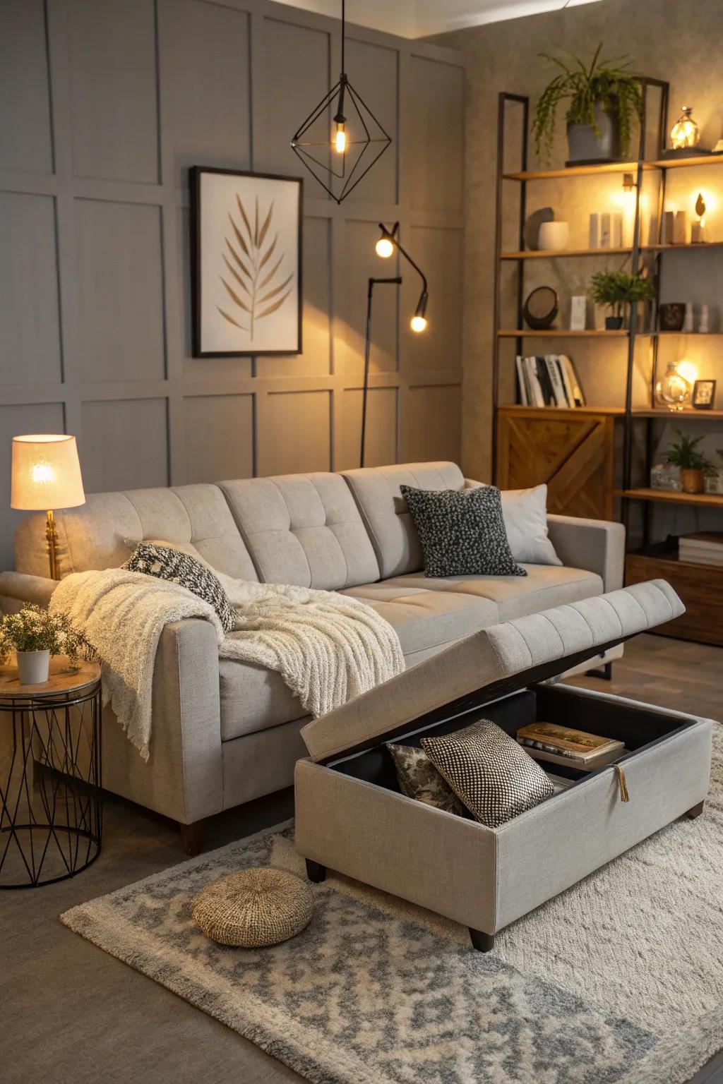 Multi-purpose furniture is ideal for maximizing space.