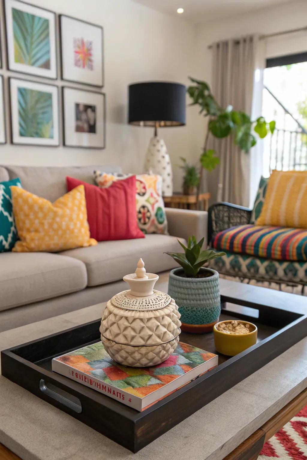 An element of surprise with an unusual object on a display piece.