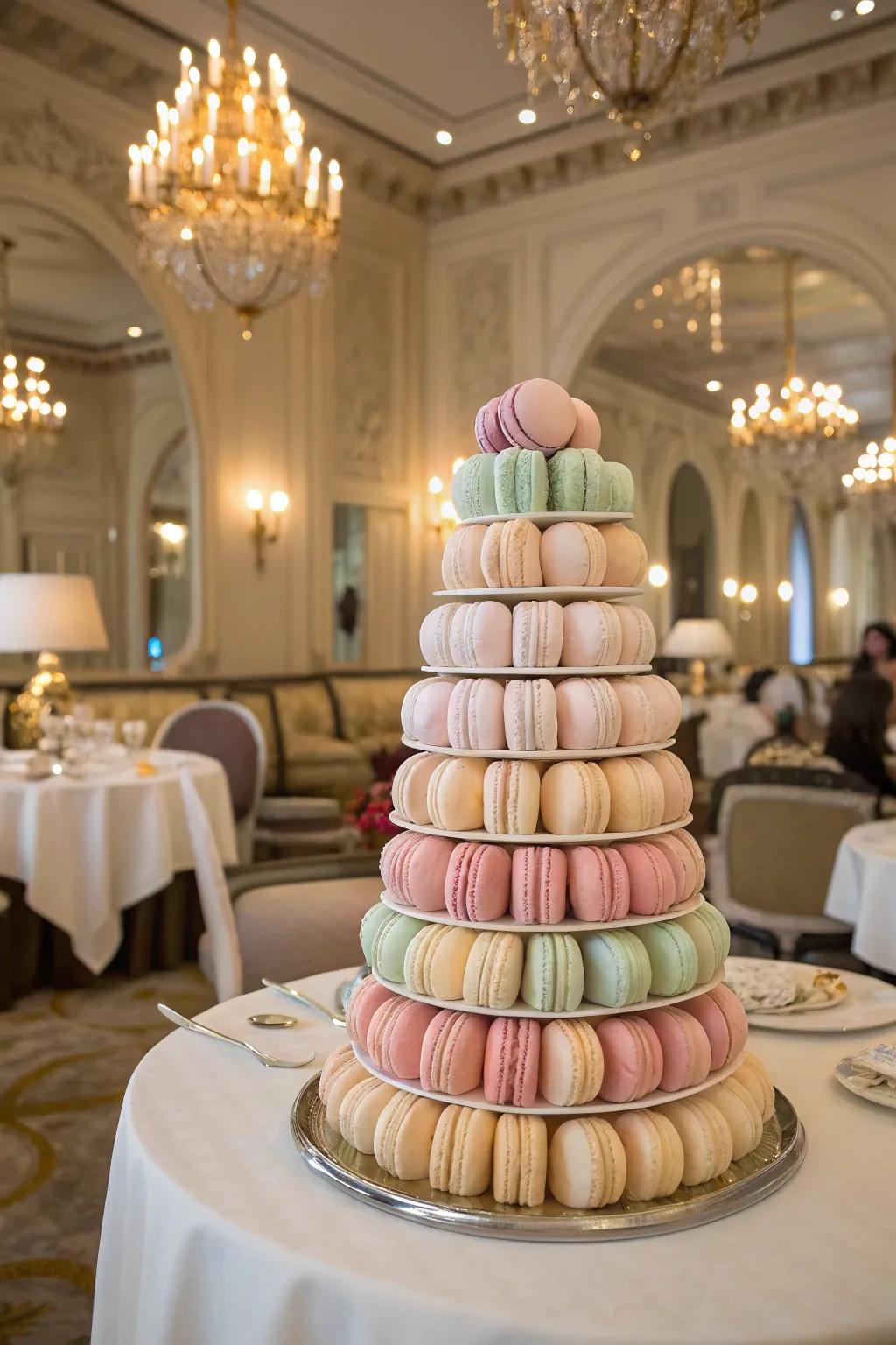 A colorful macaron arrangement that adds elegance.