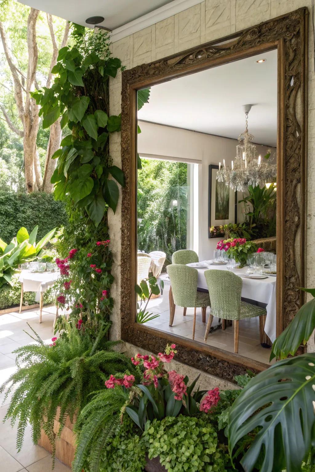 Foliage and reflections create a revitalizing ambiance.