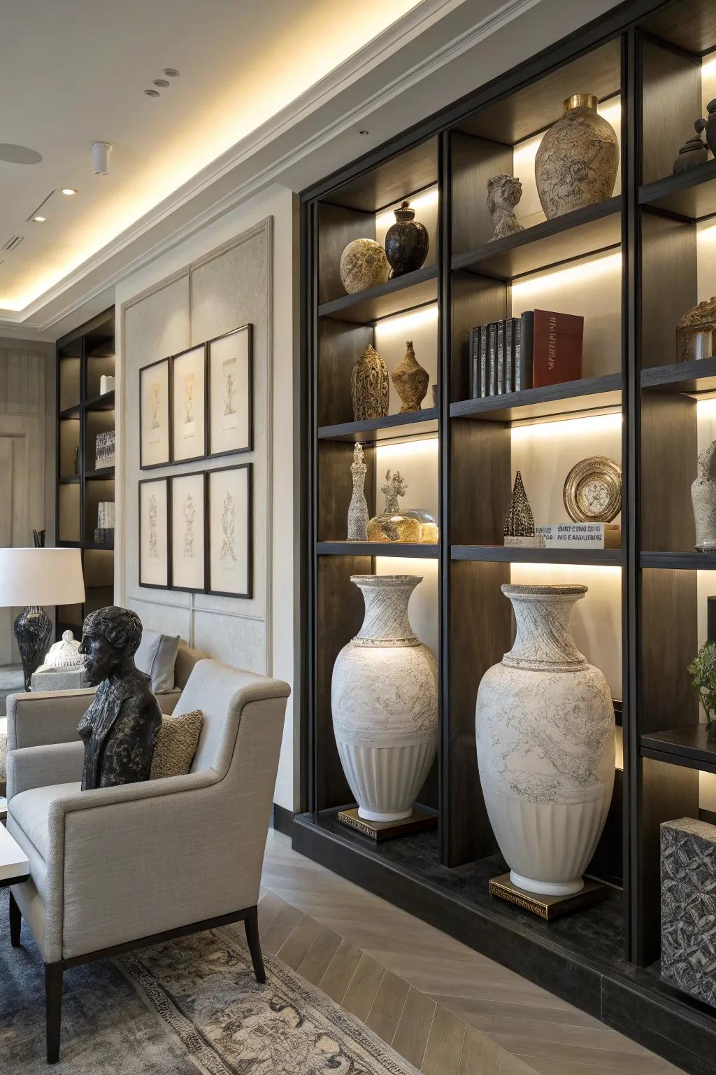 Statement pieces to stabilize displays.
