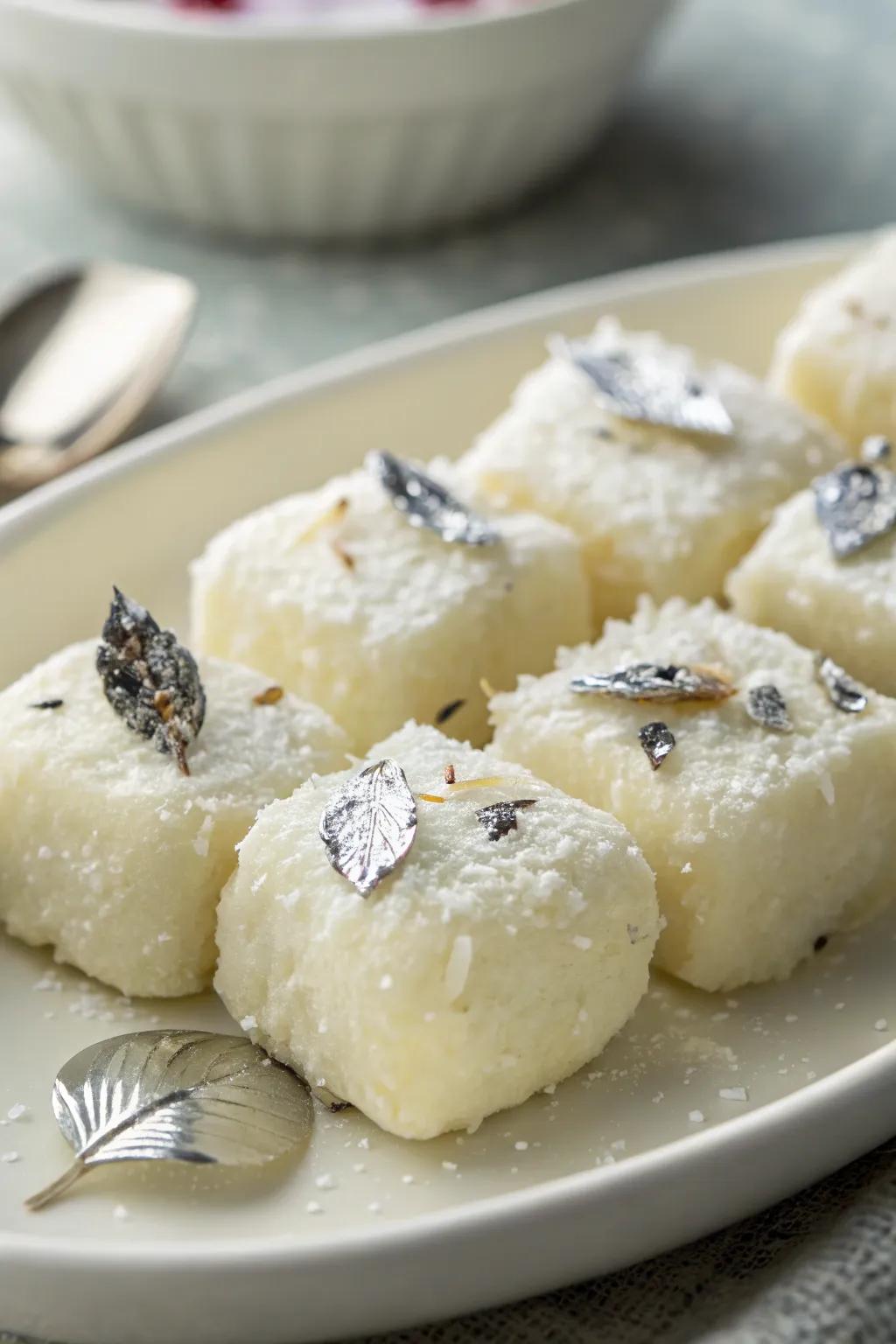 Coconut sweet bites, adding a sweet sparkle to your Diwali celebrations.