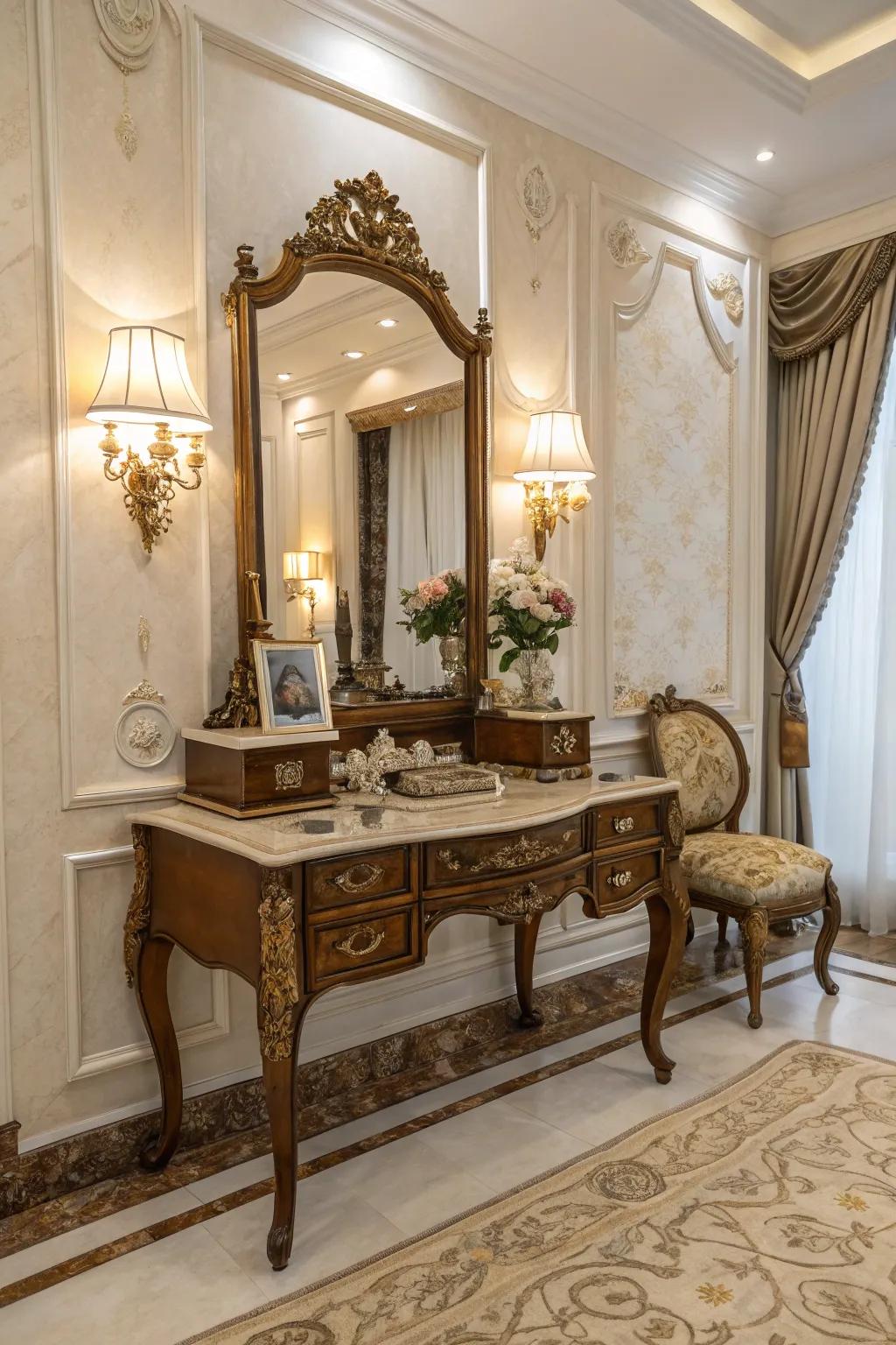 Incorporate timeless character with a vintage vanity.