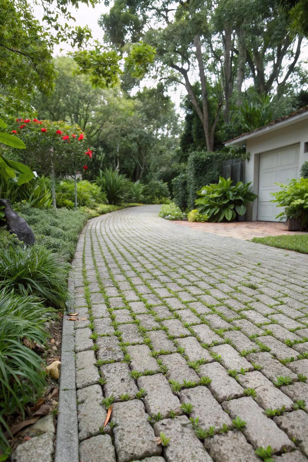 Permeable pavers offer a sustainable and fashionable driveway surface.