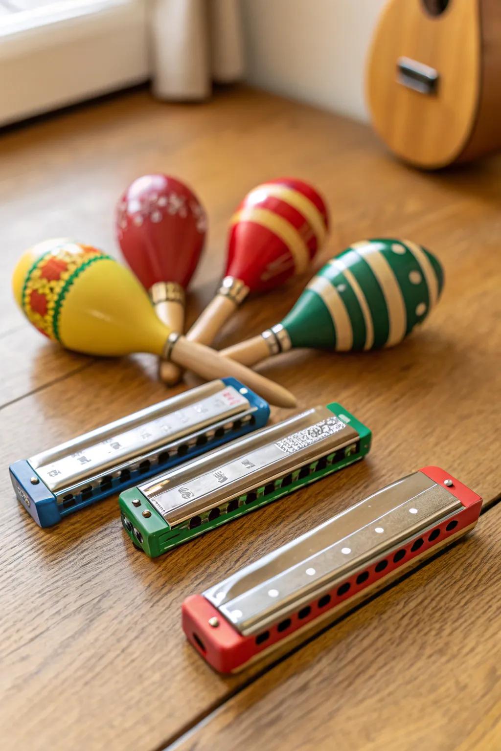 Miniature musical instruments to inspire young musicians.