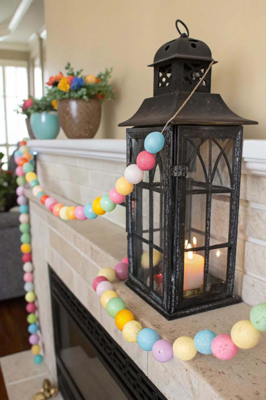 An Easter gem chain introduces festive flair to lanterns.