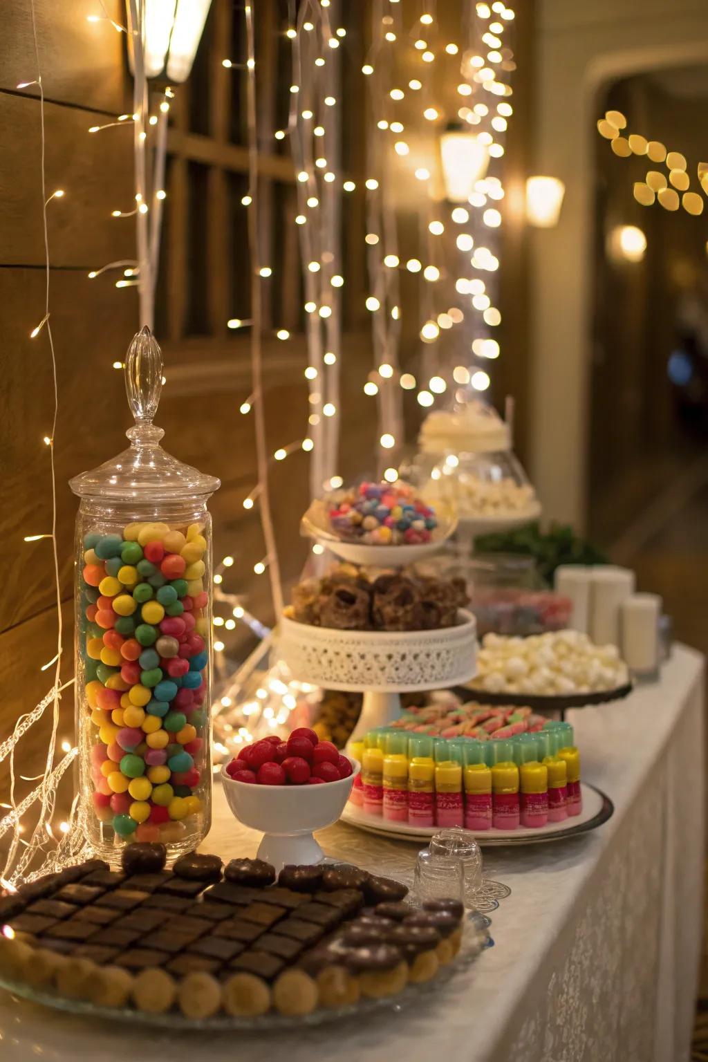 Fairy lights casting a captivating glow over the display.