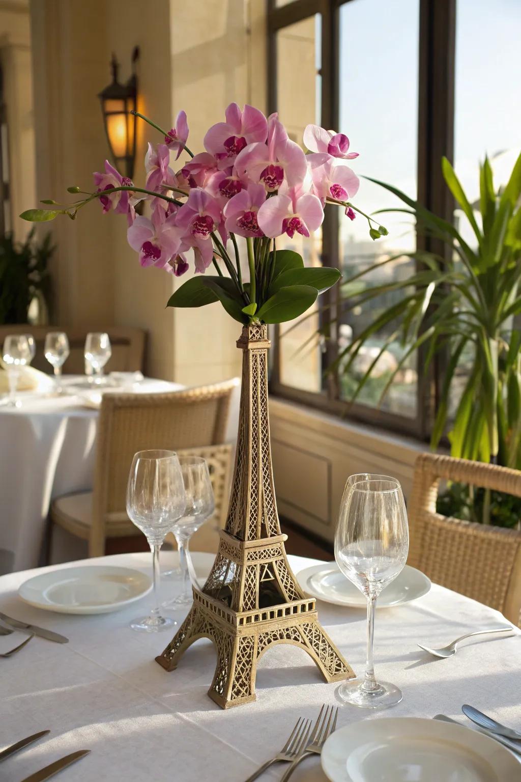 Orchids bring vibrant elegance to your centerpiece.