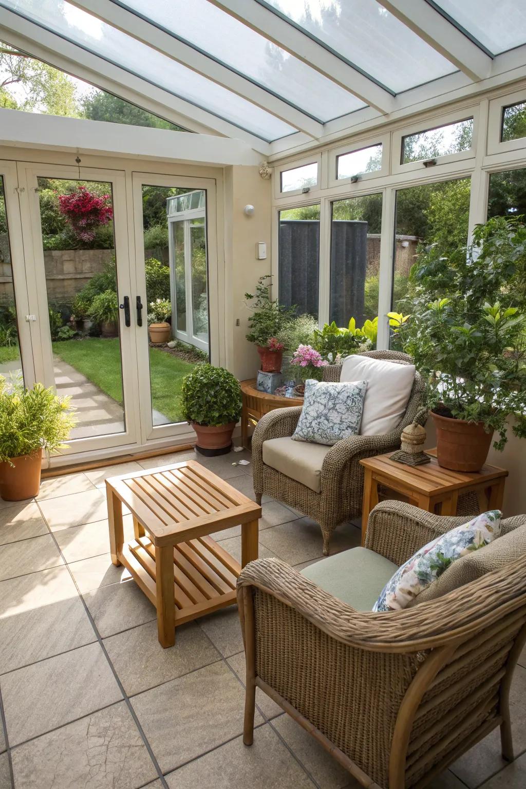 A harmonious integrated indoor-outdoor patio delivering comfort and style.