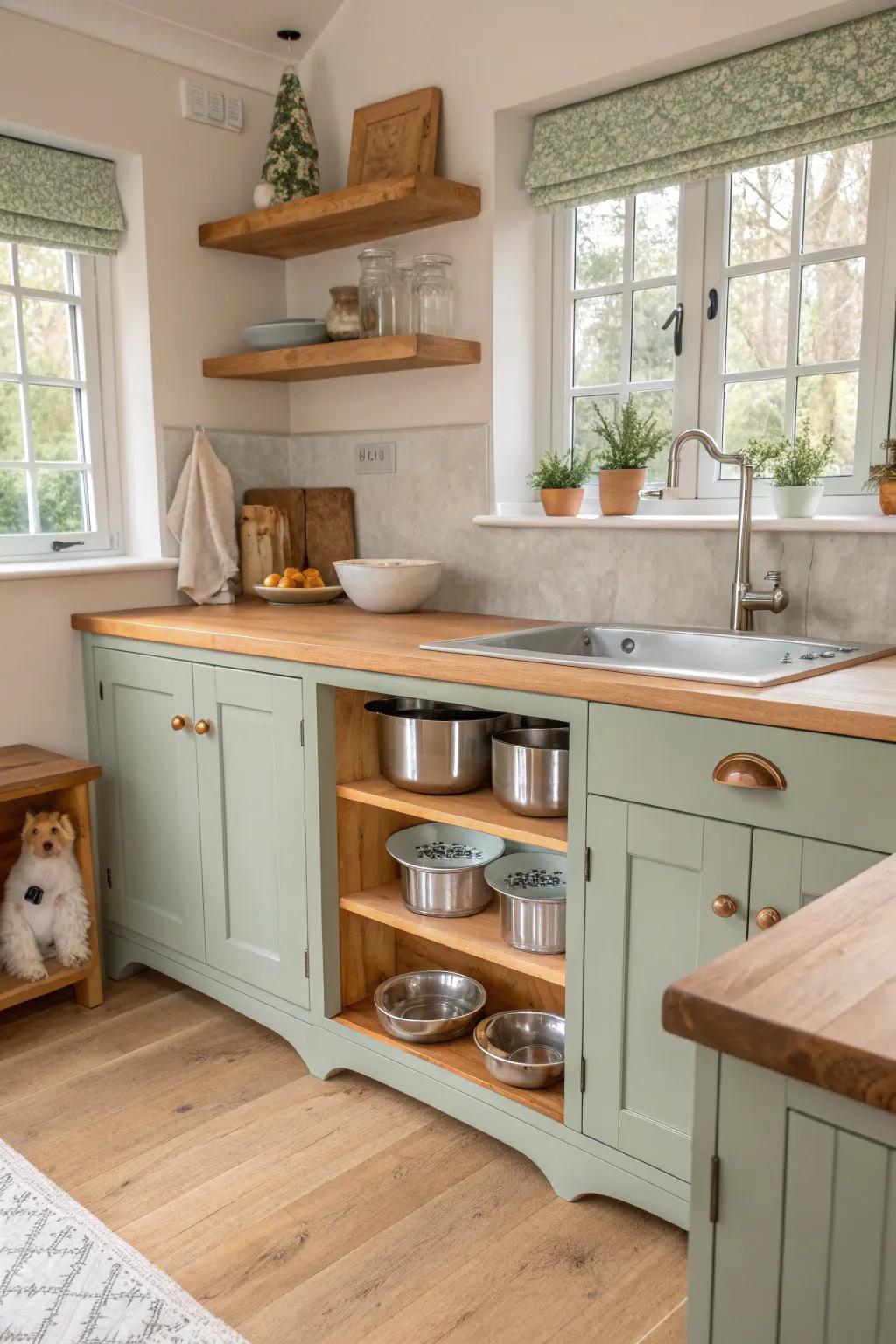 Show your pets some love with a useful feeding station in the kitchen. 🐾 #PetFriendly #KitchenDesign