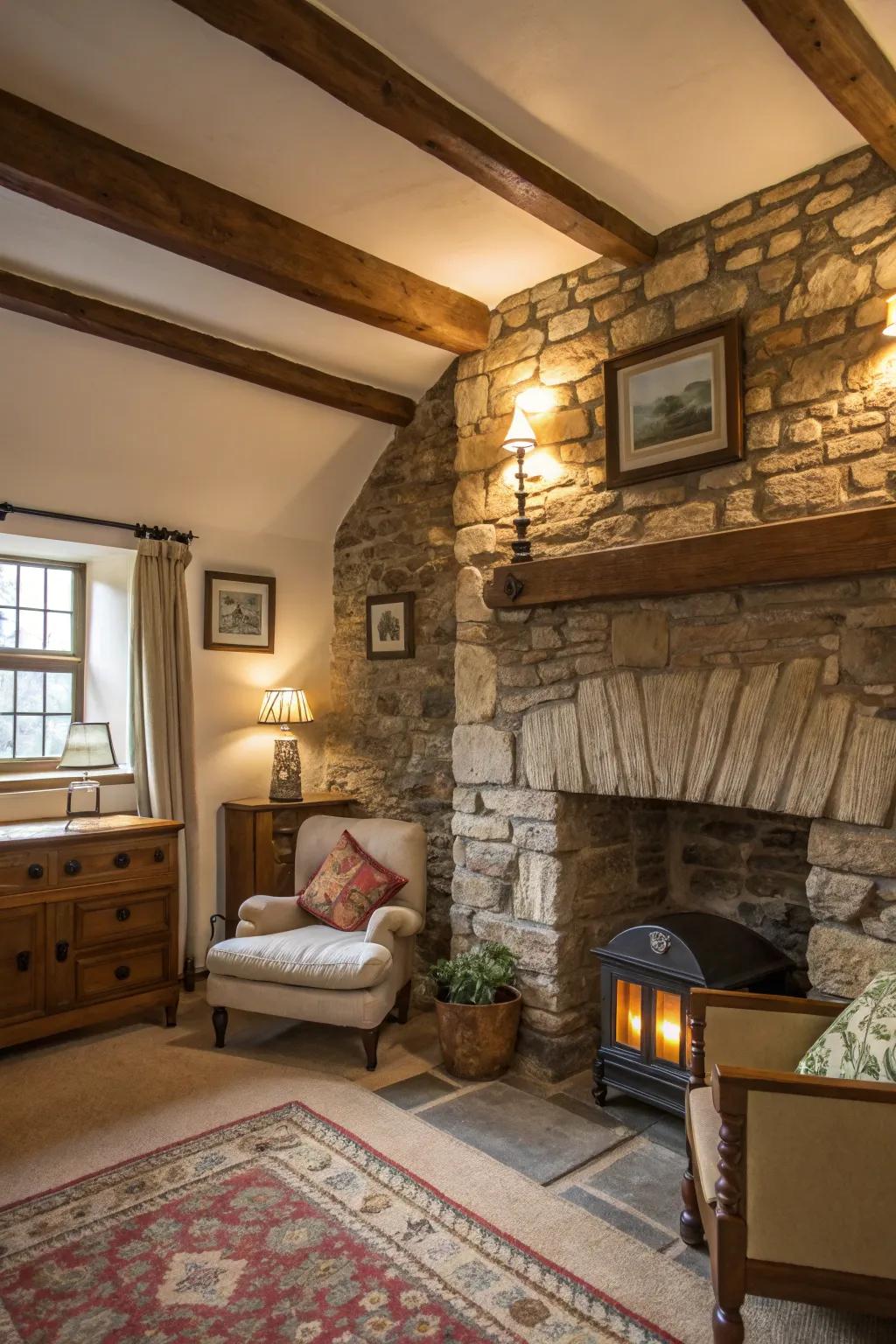 Bring history into your home with rock walls.