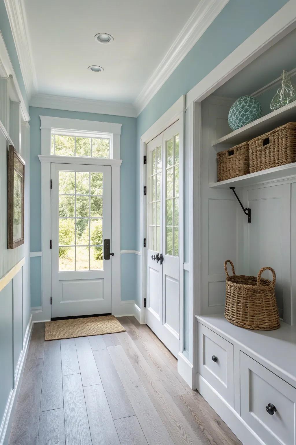 Create a calming ambiance with faded denim.