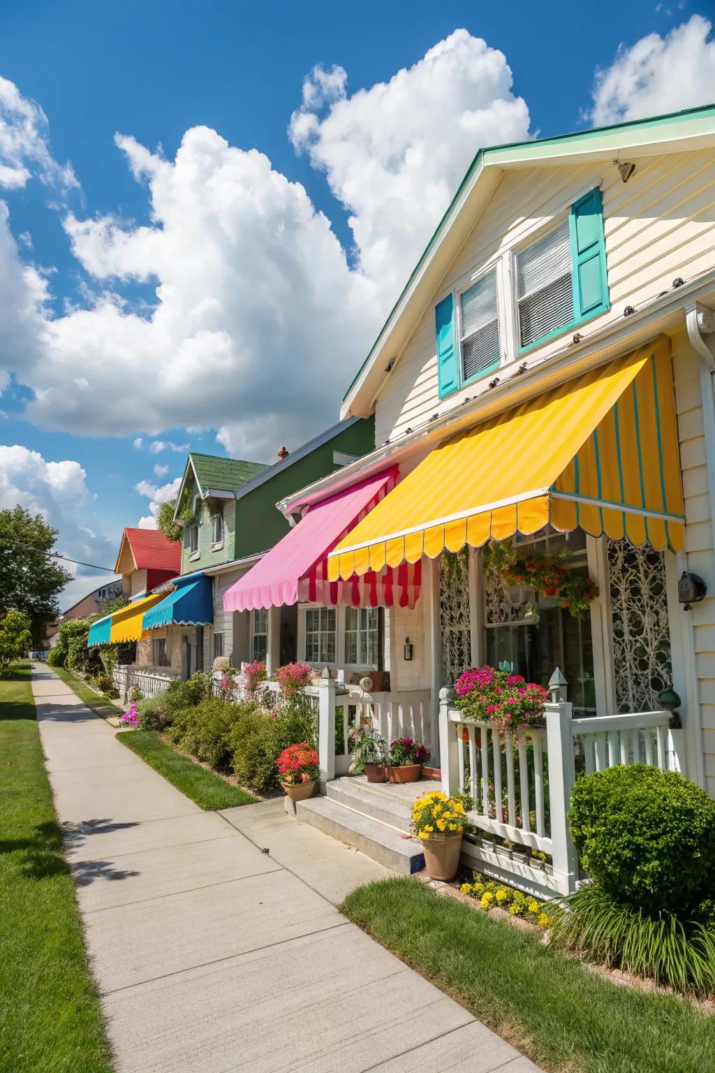 Bright colored shades bring energy and vibrancy to the exterior.