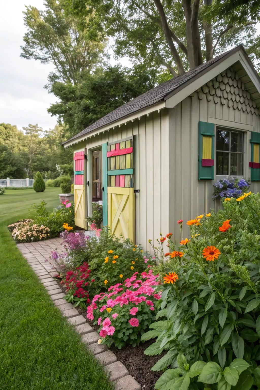 Decorative shutters add character and charm.