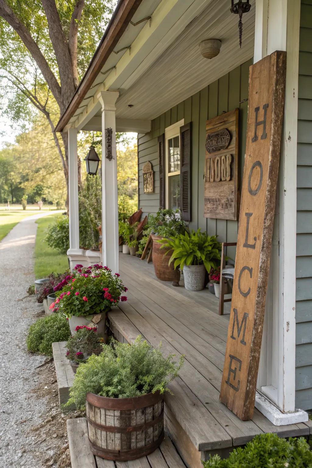 Earth tone pieces bring warmth to a fall entrance.