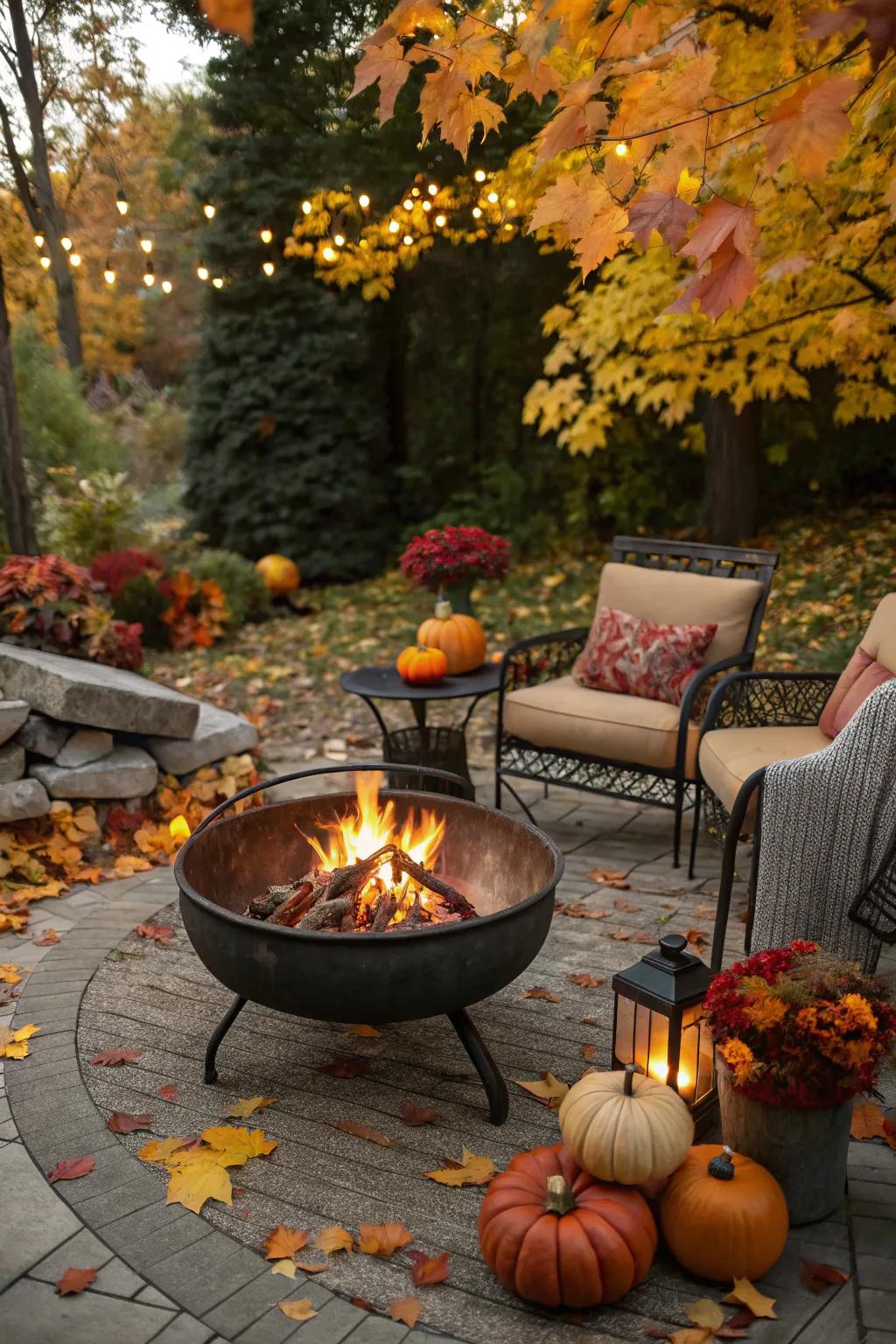 A fire bowl is the ideal gathering spot for chilly fall evenings.