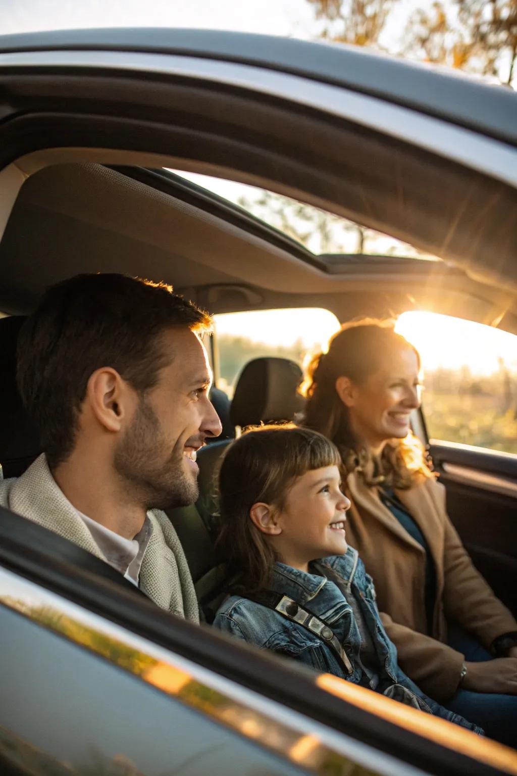 Within the car, capture the warmth and connection of your family.