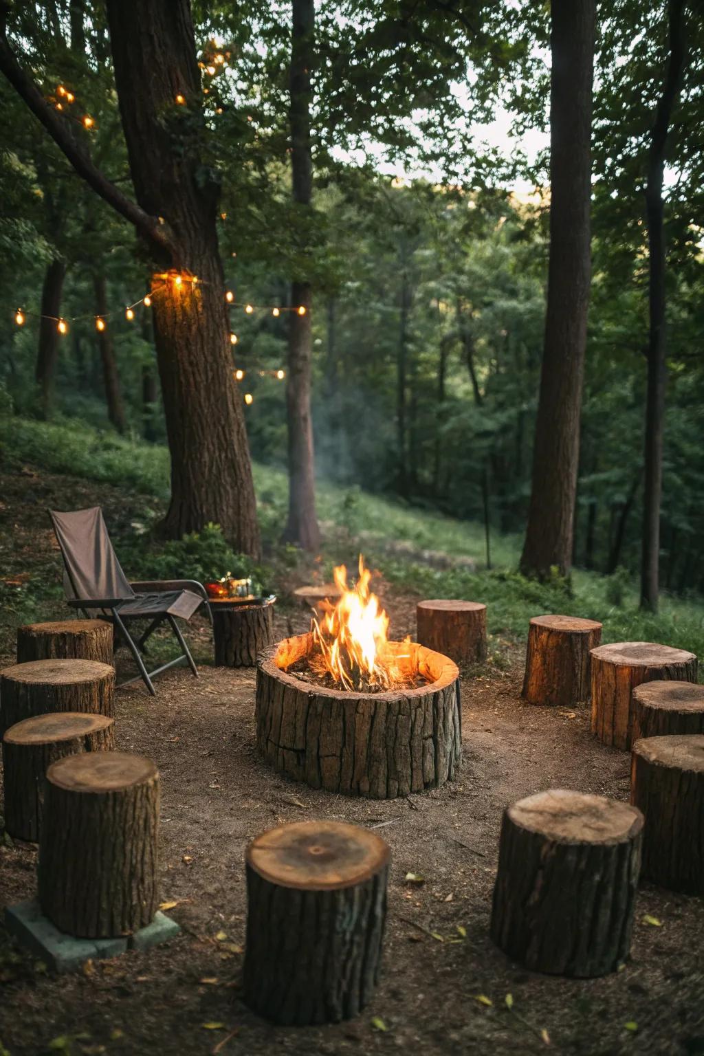 Timber section seating blends seamlessly with natural surroundings.