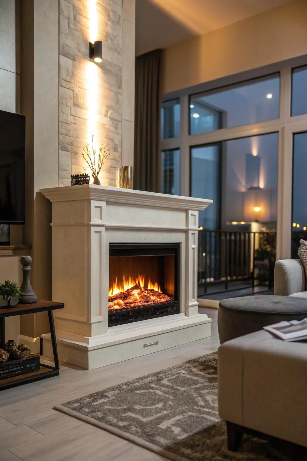 Appreciate a cozy atmosphere with an energy-efficient LED fireplace.