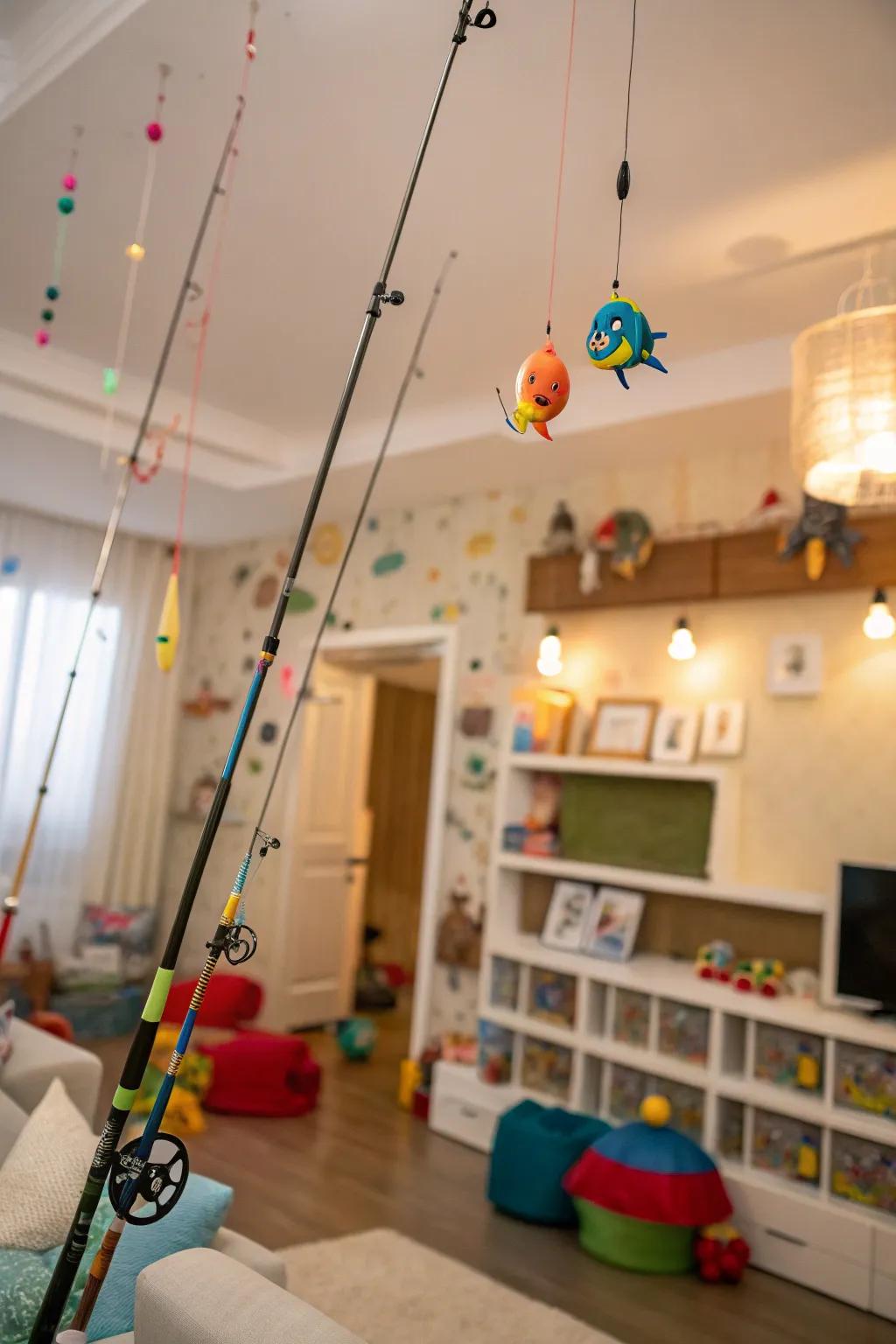 Angling tools bring adventure to a child’s room.