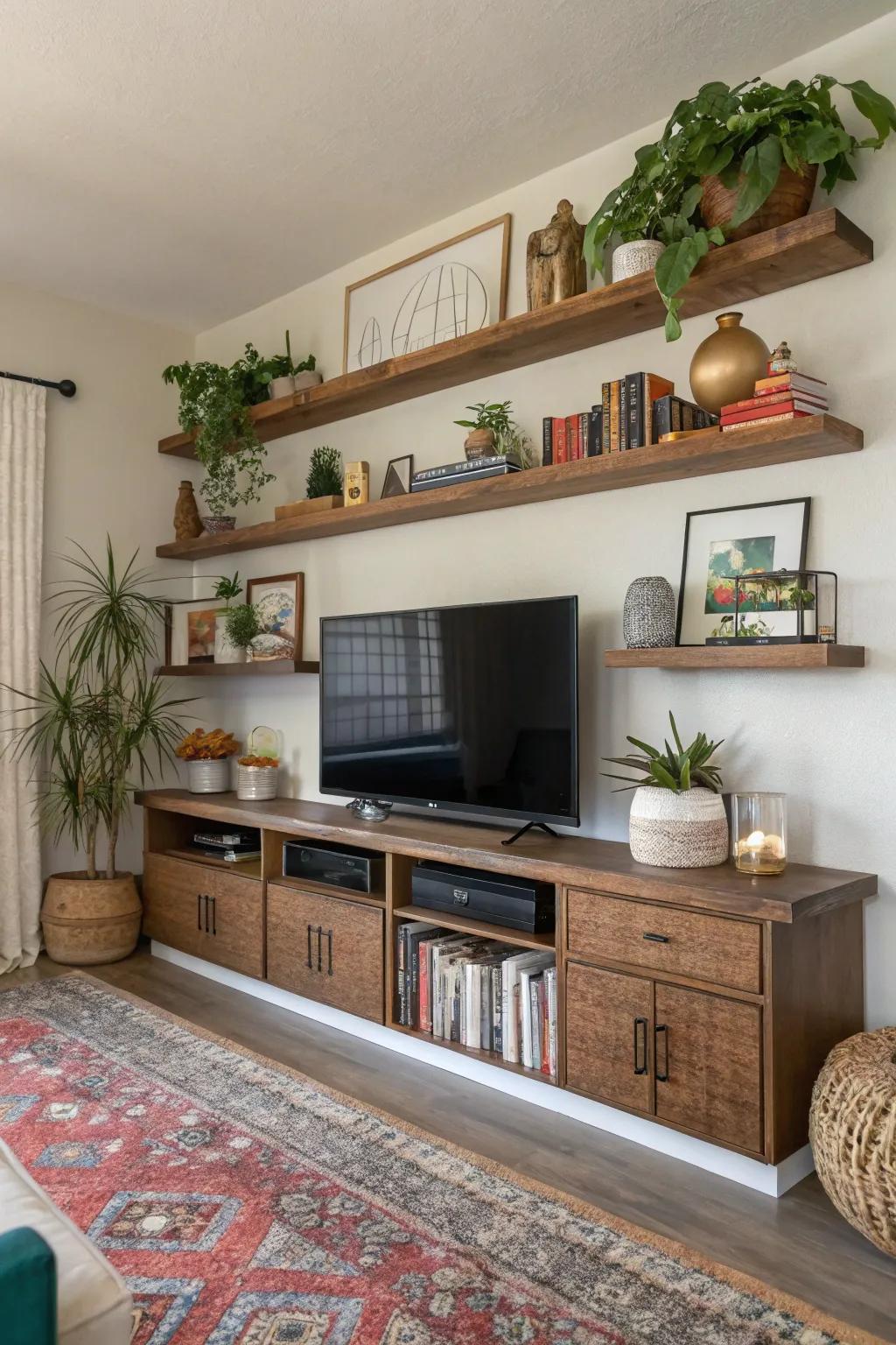 Eclectic shelf style.