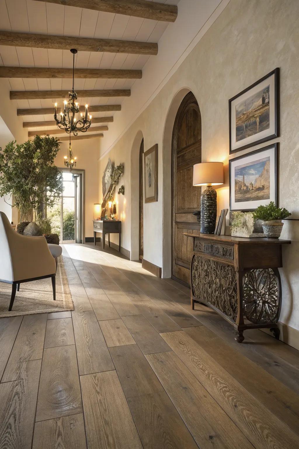 Varied-width planks add dimension and a custom feel to floors.