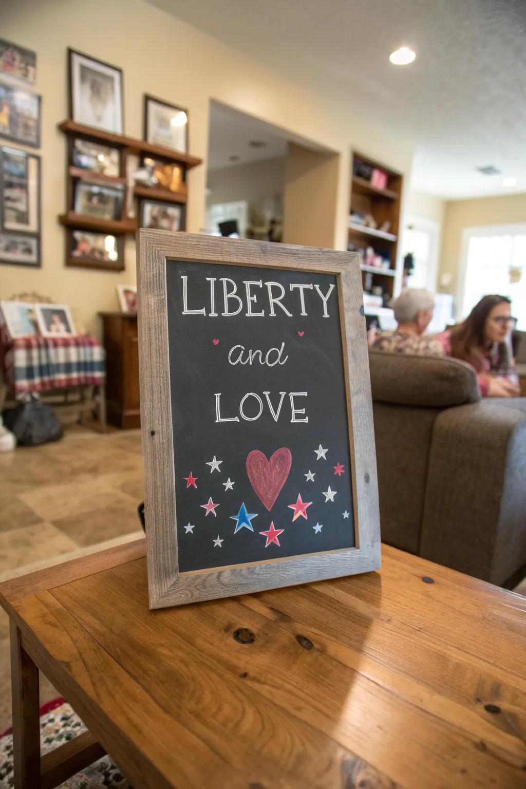 'Freedom and Love' brings warmth to this chalkboard art.