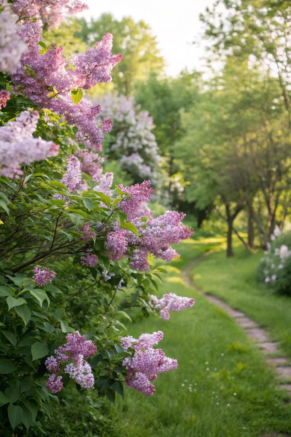 Spring Blossom bushes filling the garden with sweet fragrance.