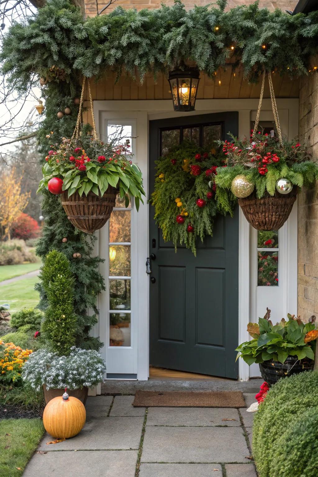 Endearing celebratory baskets introduce dimension to the décor.