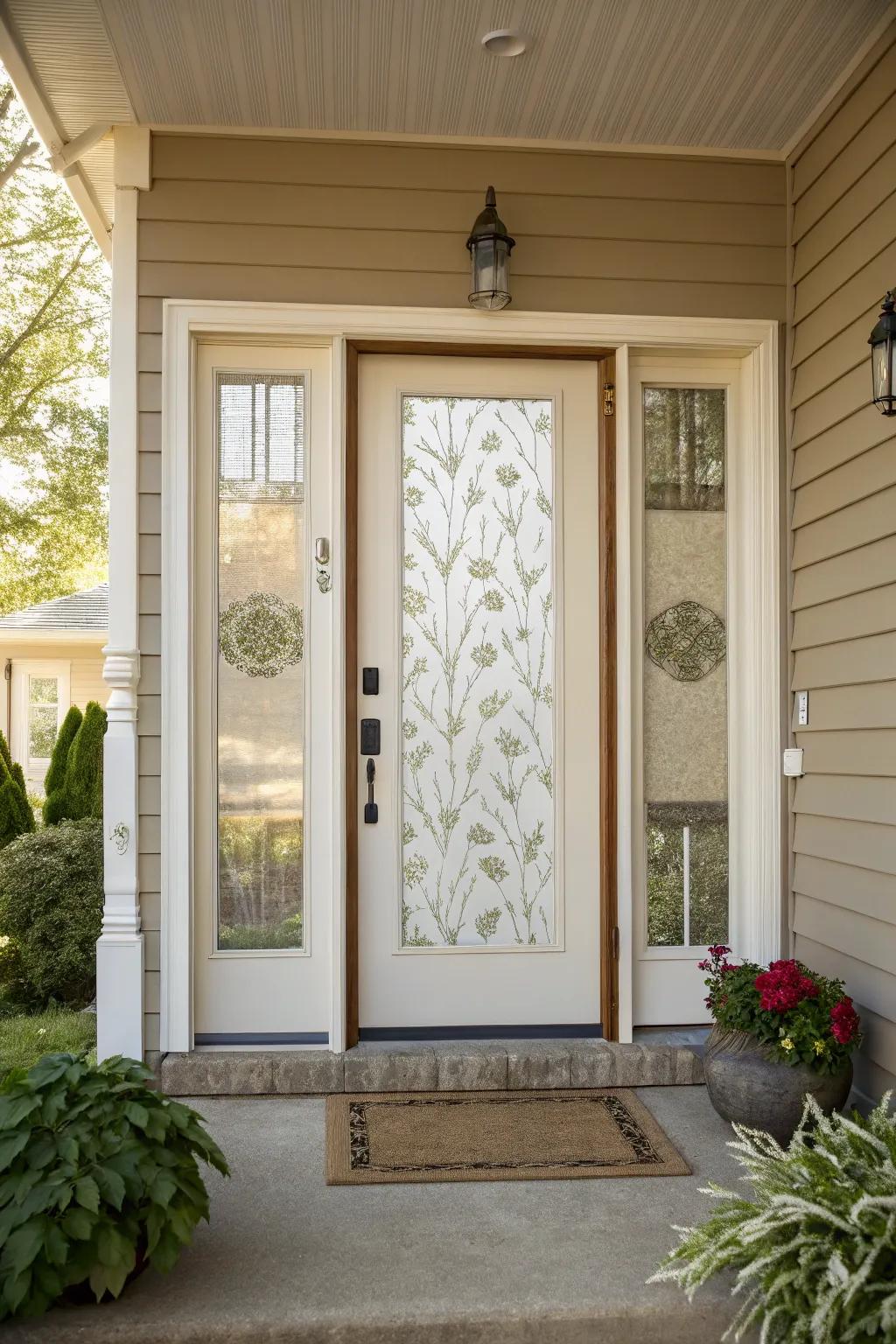 Outdoor screens enhancing privacy and style at the entrance.