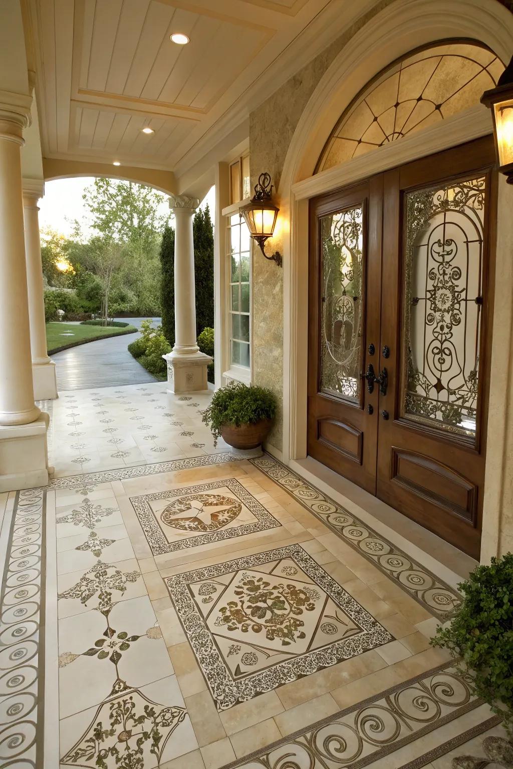 Ceramic tiles add grace and strength to porch flooring.