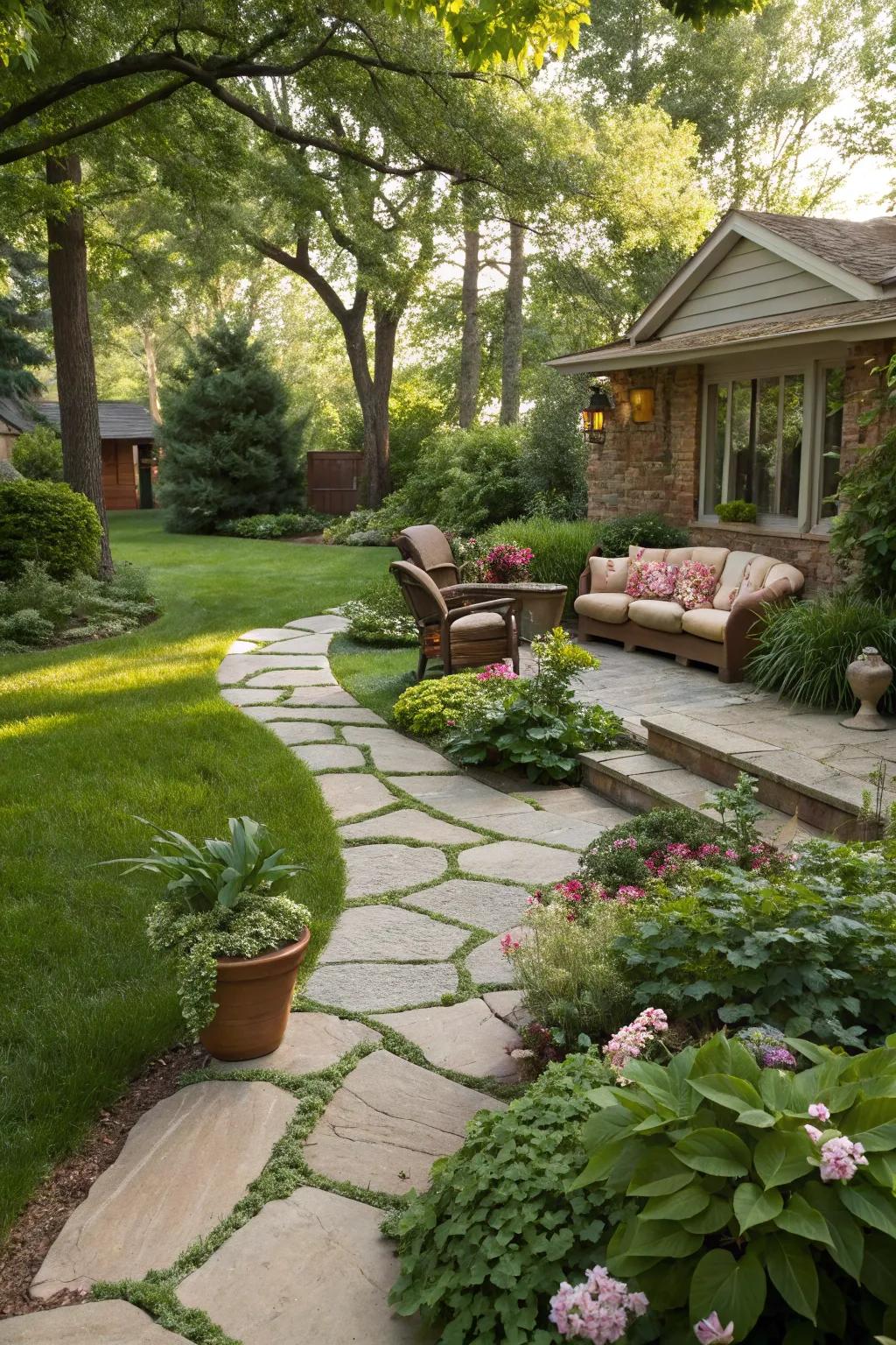 Entice guests in with a charming in nature pathway.