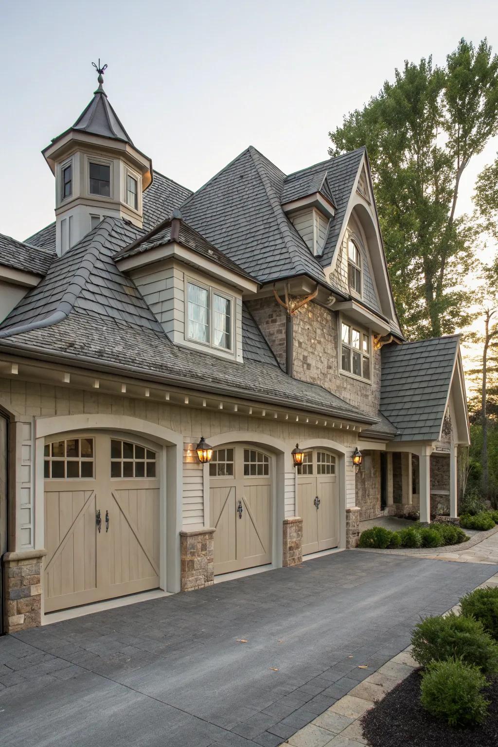 Gabled dormers introduce sophistication and complexity to garage design.
